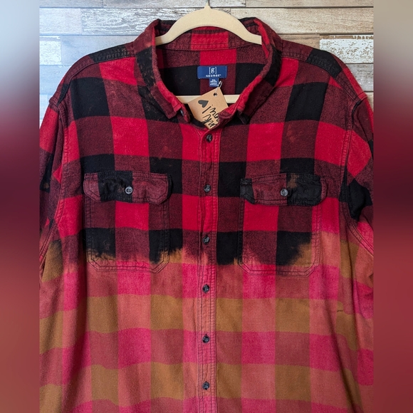 San Francisco 49ers Upcycled Dip Dye Bleach Flannel Shirt - Picture 14 of 15